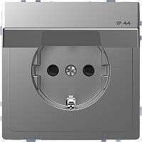 Розетка с заземлением без рамки Schneider Electric Merten D-Life 1-м. крышка шторки IP44 сталь картинка